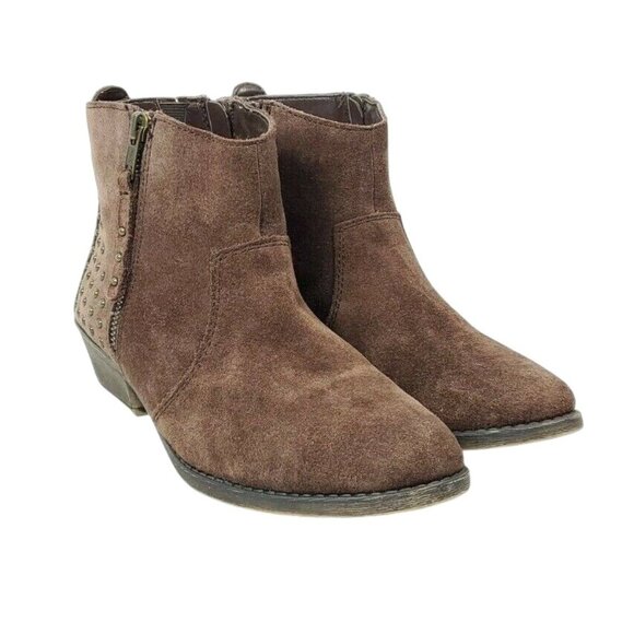 White Mountain Ankle Boots Women's Sz 7.5 Brown Suede Leather Uppers - Picture 2 of 7